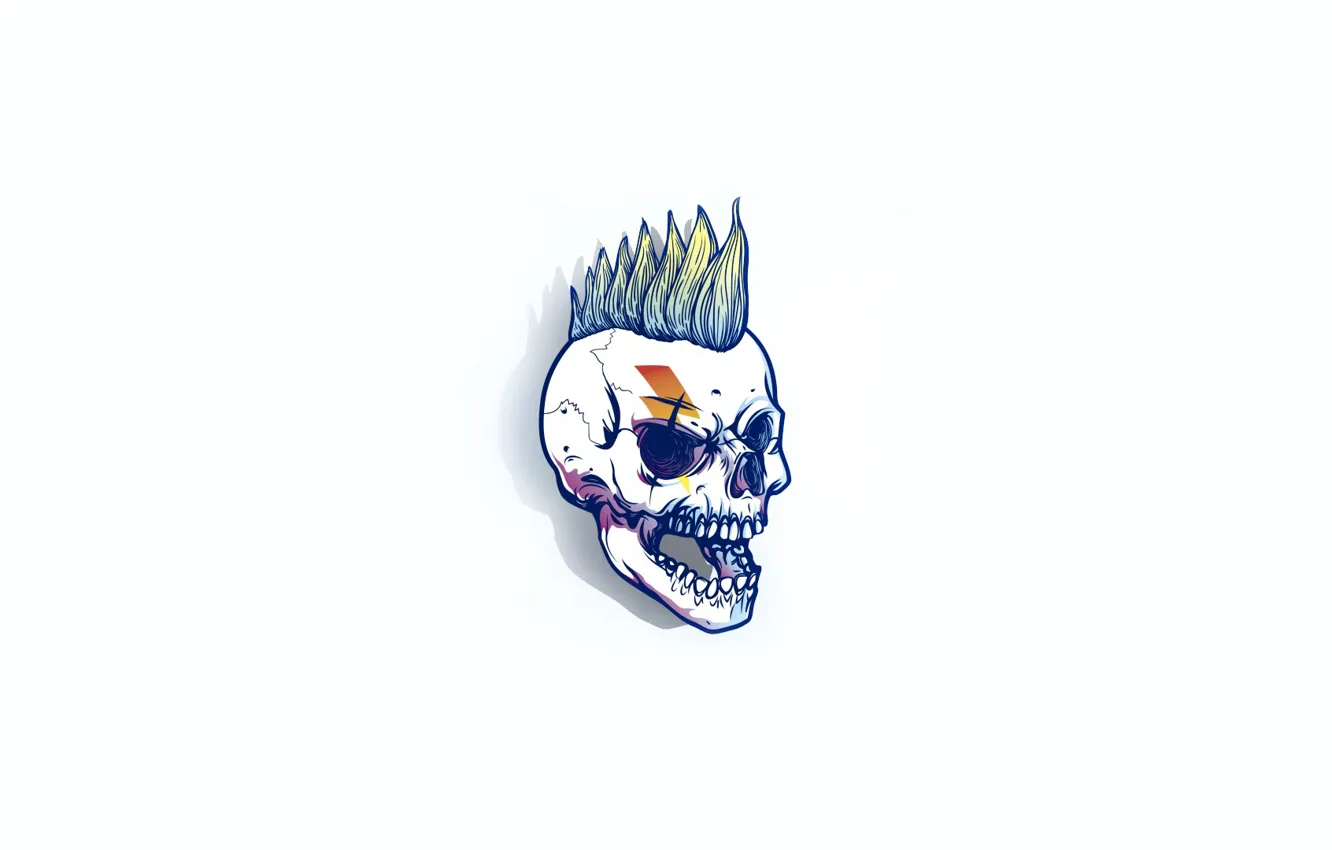 Фото обои Минимализм, Рисунок, Череп, Стиль, Фон, Punk, Fantasy, Арт
