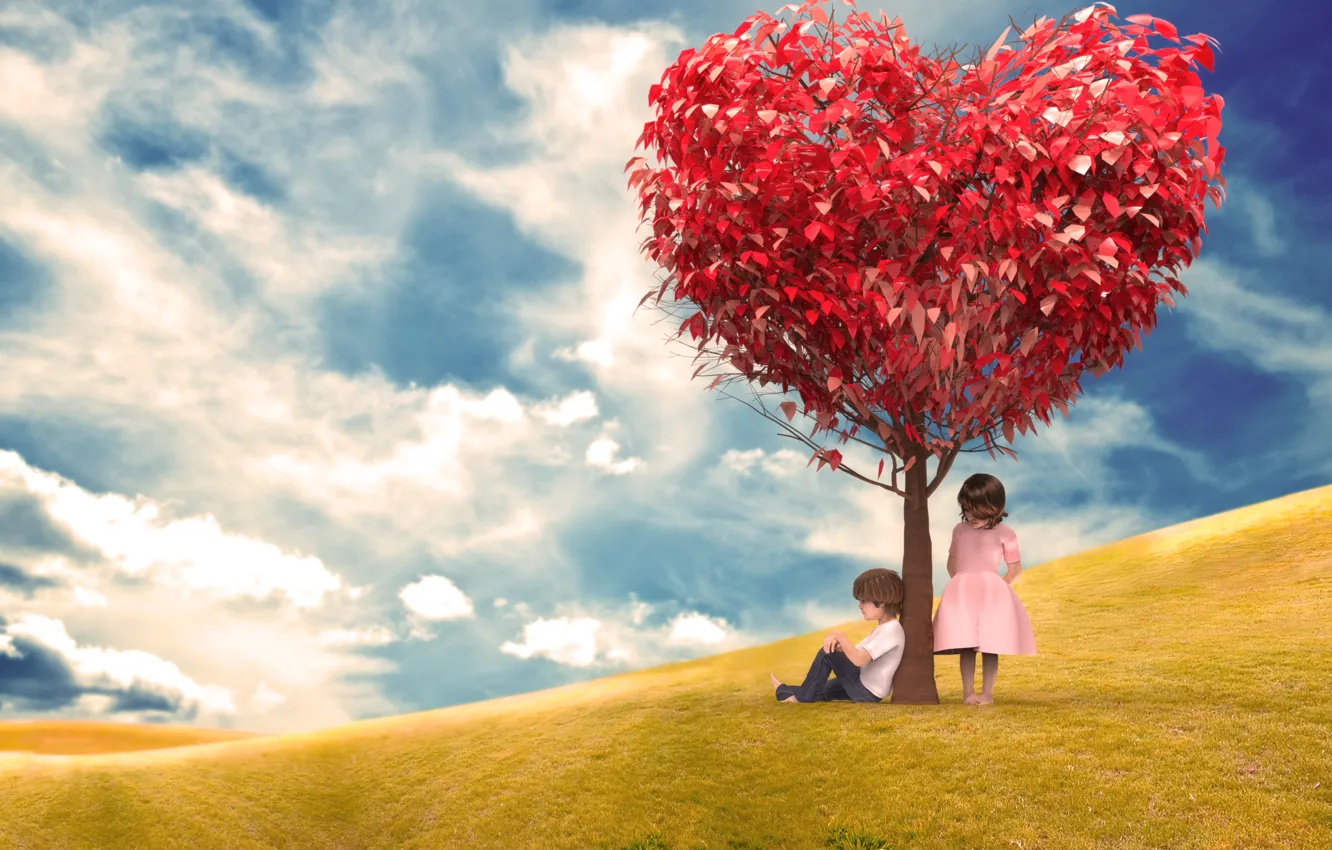 Фото обои любовь, сердце, love, heart, tree, romantic