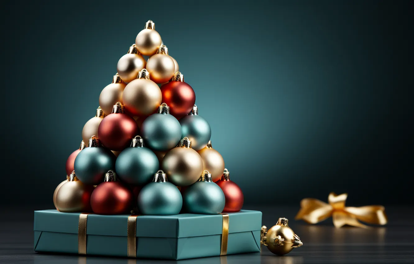 Фото обои украшения, подарок, шары, елка, новый год, Рождество, Christmas, New Year