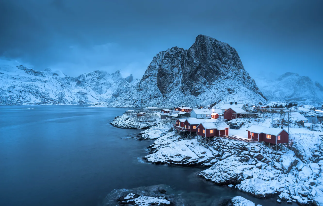 Фото обои зима, Норвегия, Лофотены