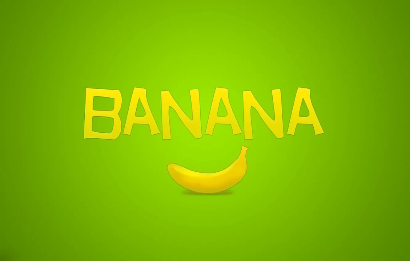 Фото обои надпись, минимализм, фрукт, зелёный, банан