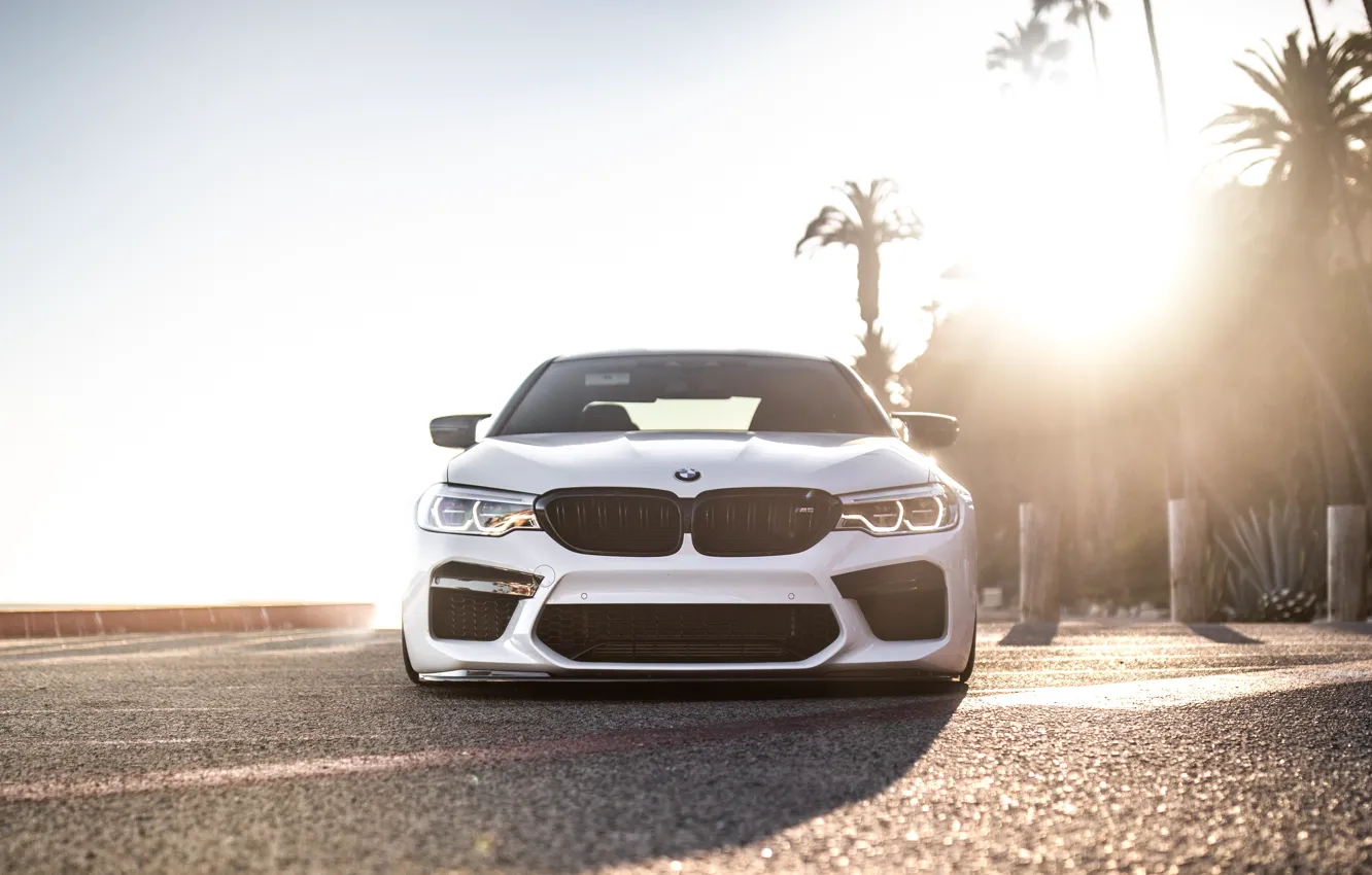 Фото обои BMW, Front, Sunset, White, F90