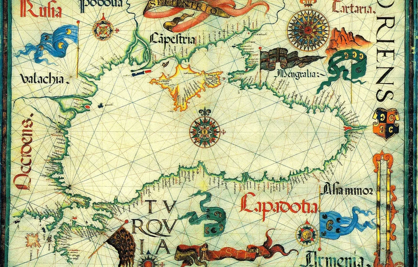 Фото обои рисунок, Карта, флаг, крым, черное море, полуостров