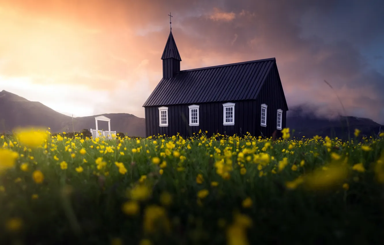 Фото обои World, Tranquility, Landscape, Sunset, Iceland, Scenic, Meadow, Countryside
