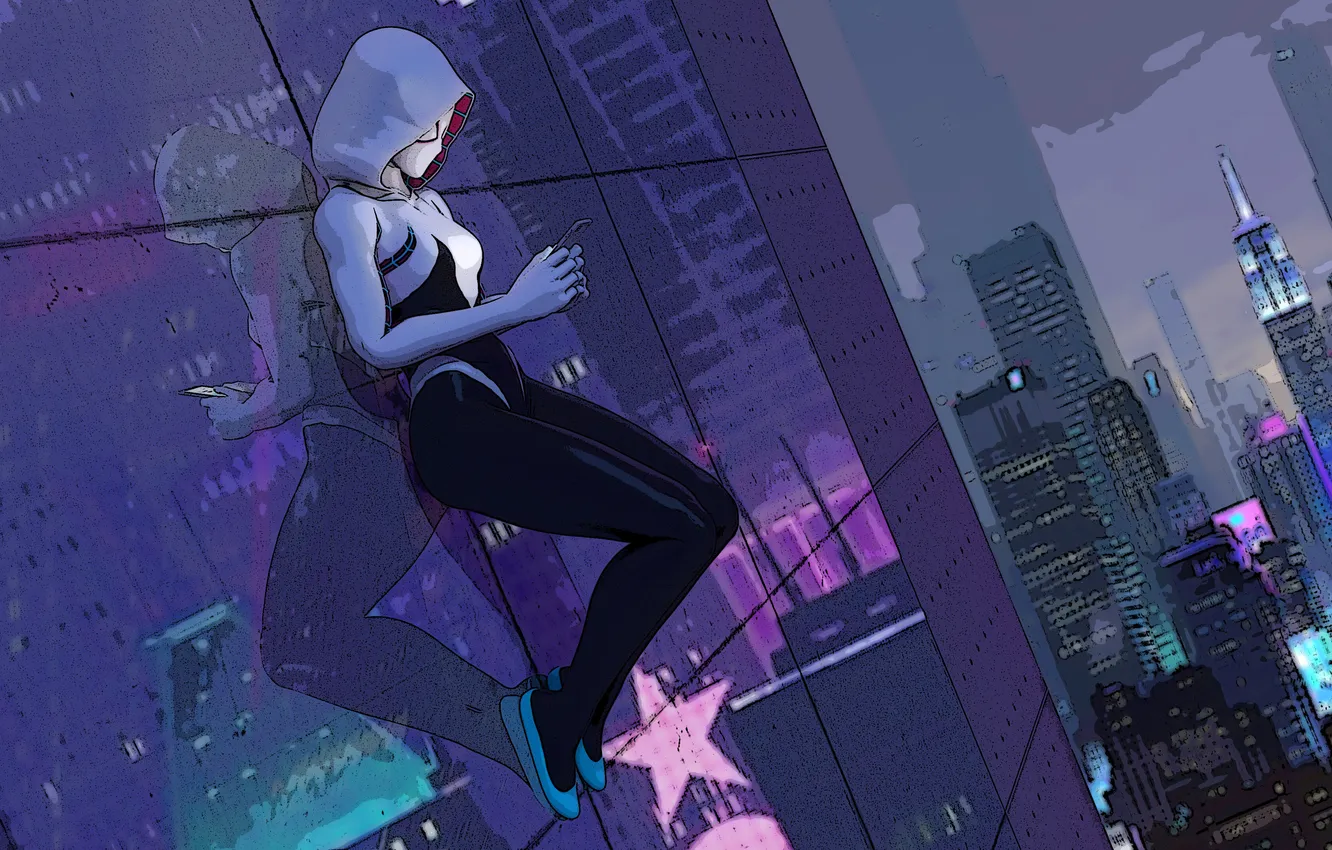 Фото обои Girl, Marvel, Super Hero, Spider Gwen, New - York, Comic Art