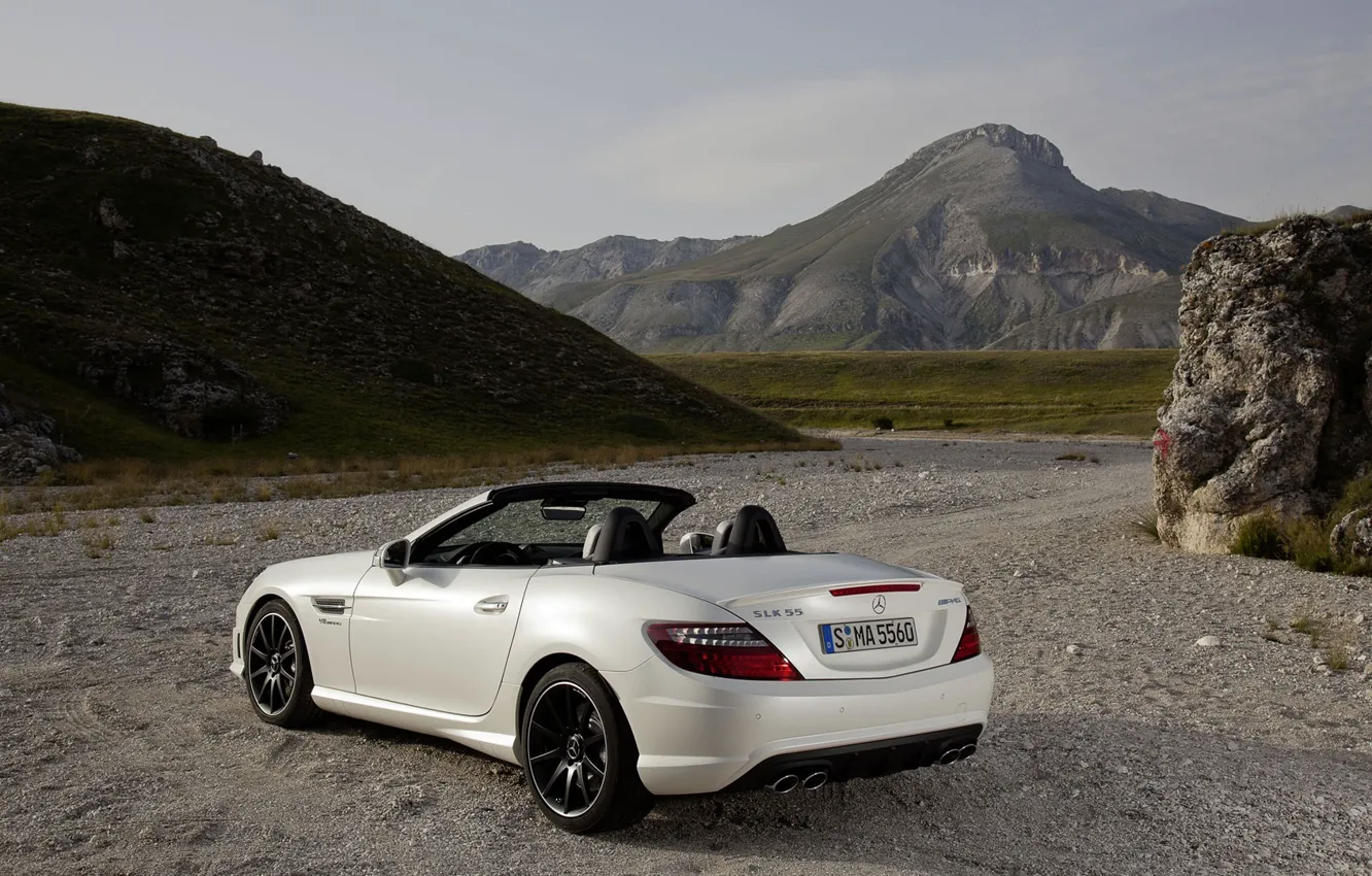 Фото обои горы, Mercedes-Benz, кабриолет, SLK
