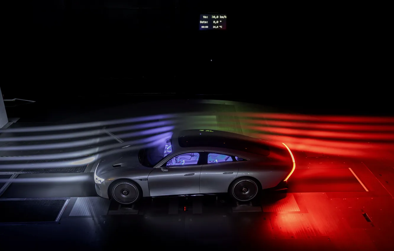 Фото обои купе, Mercedes-Benz, испытания, стенд, 2022, Vision EQXX Concept