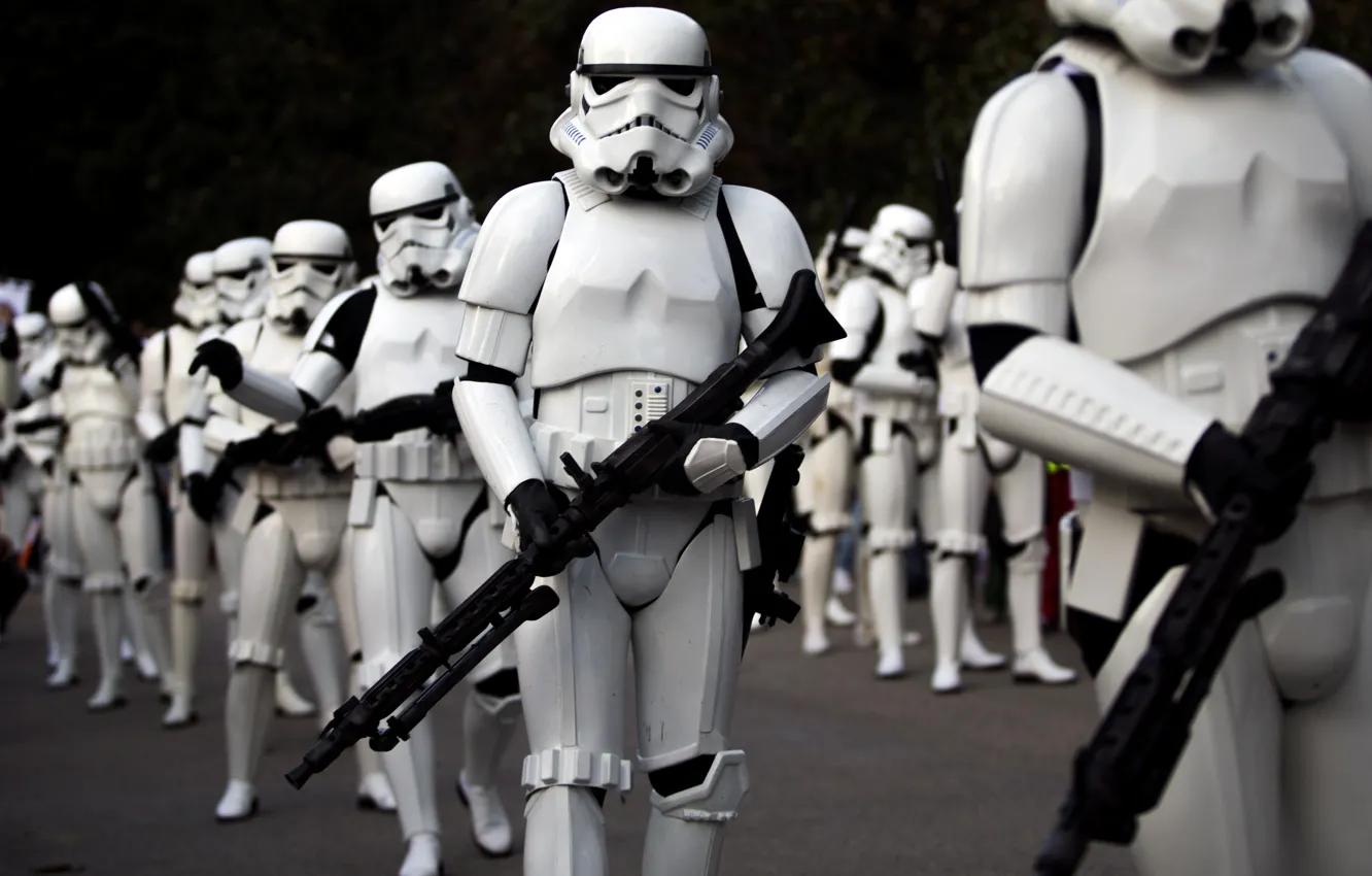 Фото обои Star Wars, cosplay, fans, stornttopper uniform laser weapons, super army
