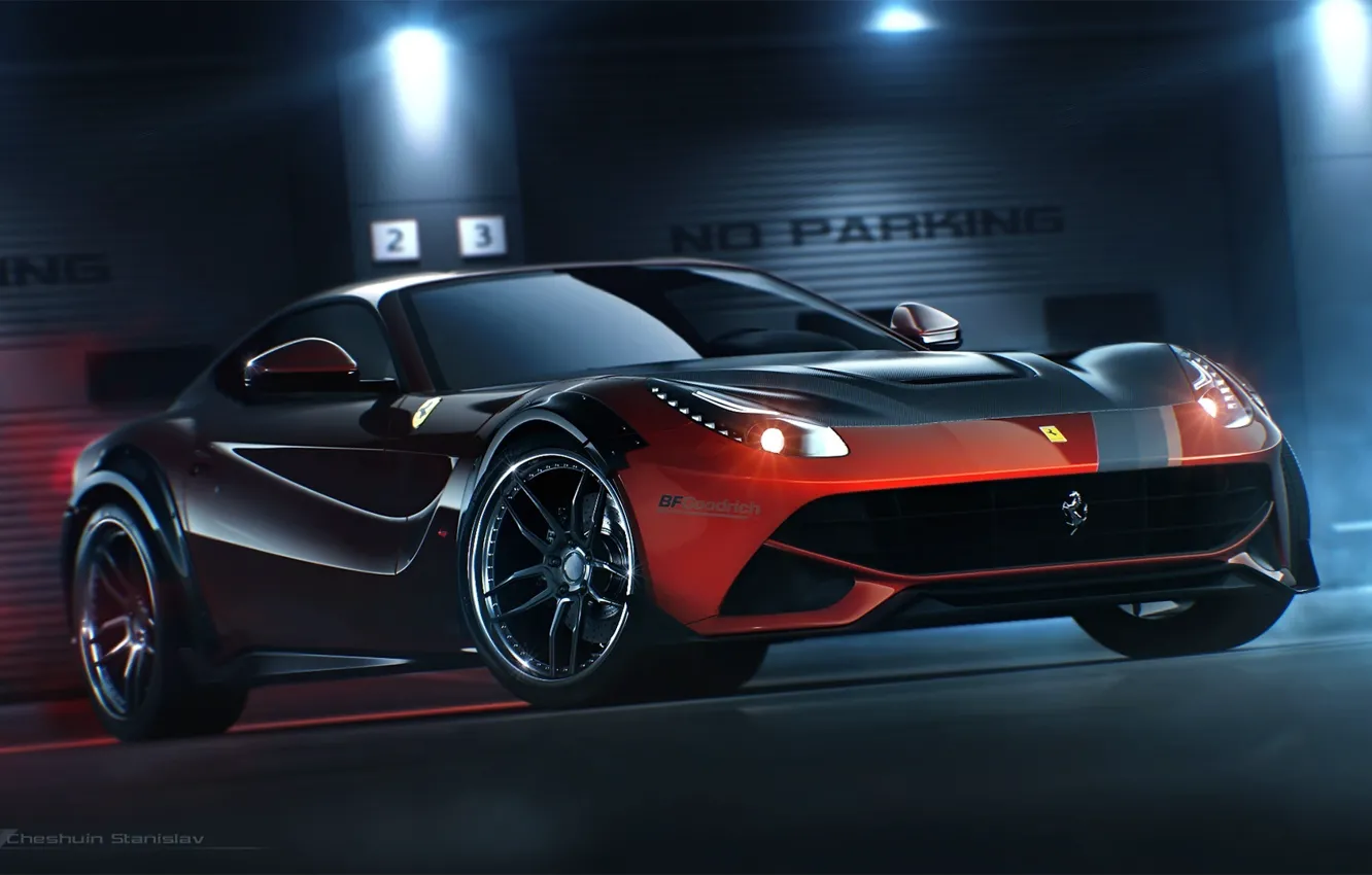 Фото обои Ferrari, Red, Front, Tuning, Berlinetta, F12, 2014, Ligth