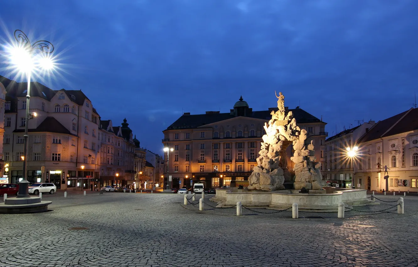 Фото обои Чехия, площадь, фонари, Брно