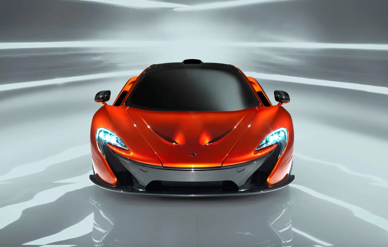 Фото обои McLaren, Авто, Машина, Оранжевый, Капот, Фары, Передок, Спорткар
