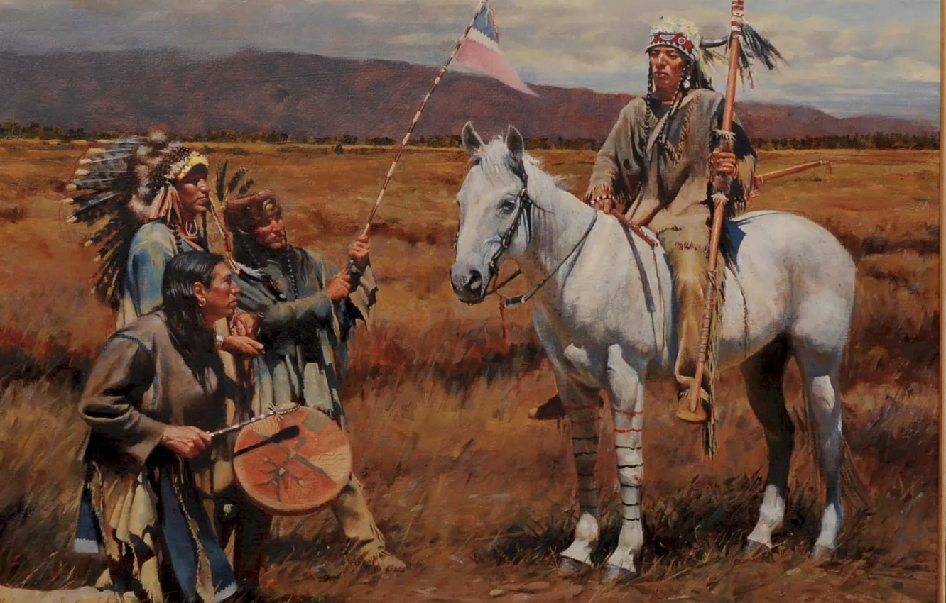 Фото обои картина, живопись, painting, John Fawcett, Honoring The Young Brave