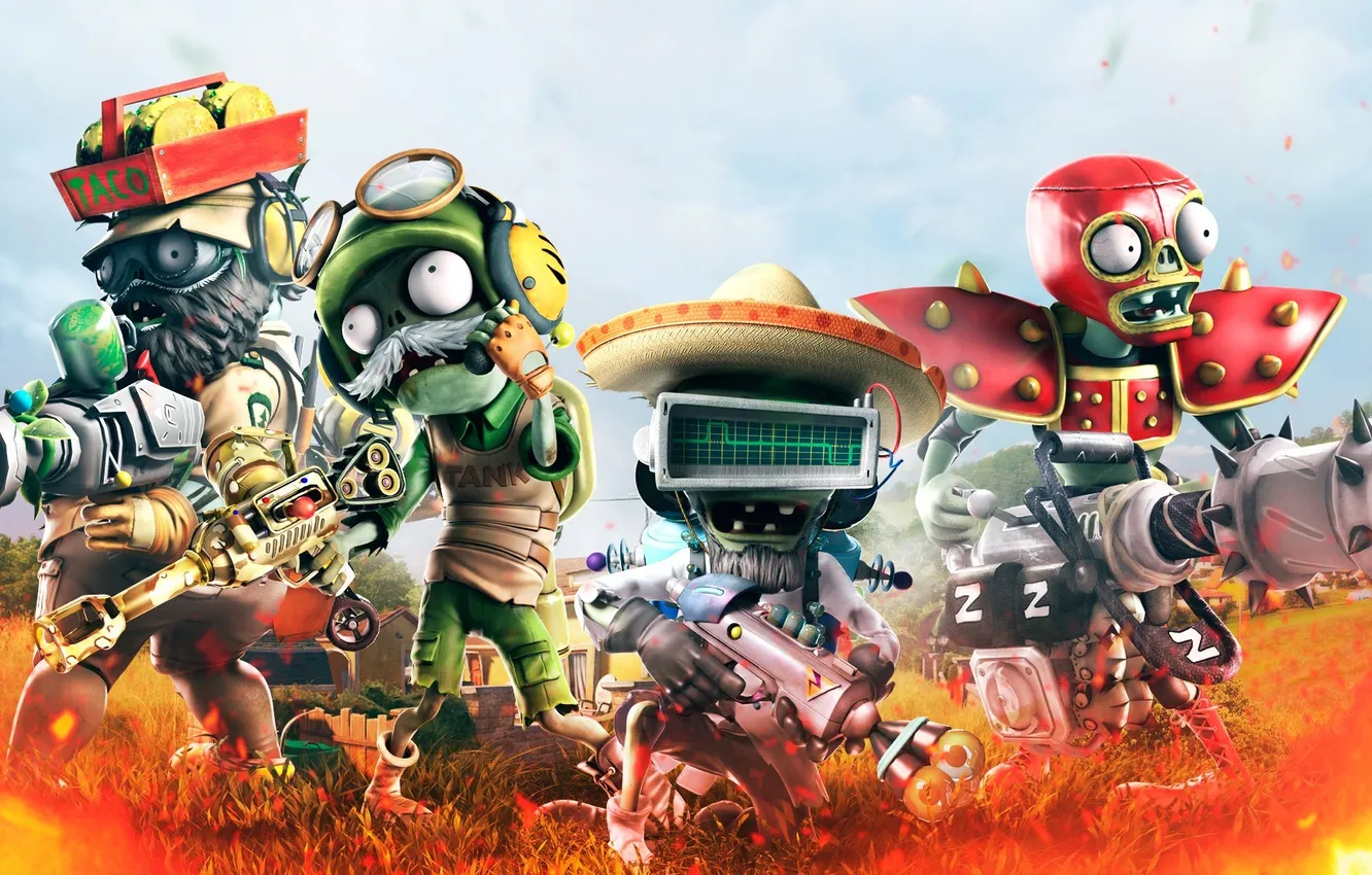 Фото обои Зомби, Electronic Arts, PopCap, Plants vs Zombies Garden Warfare