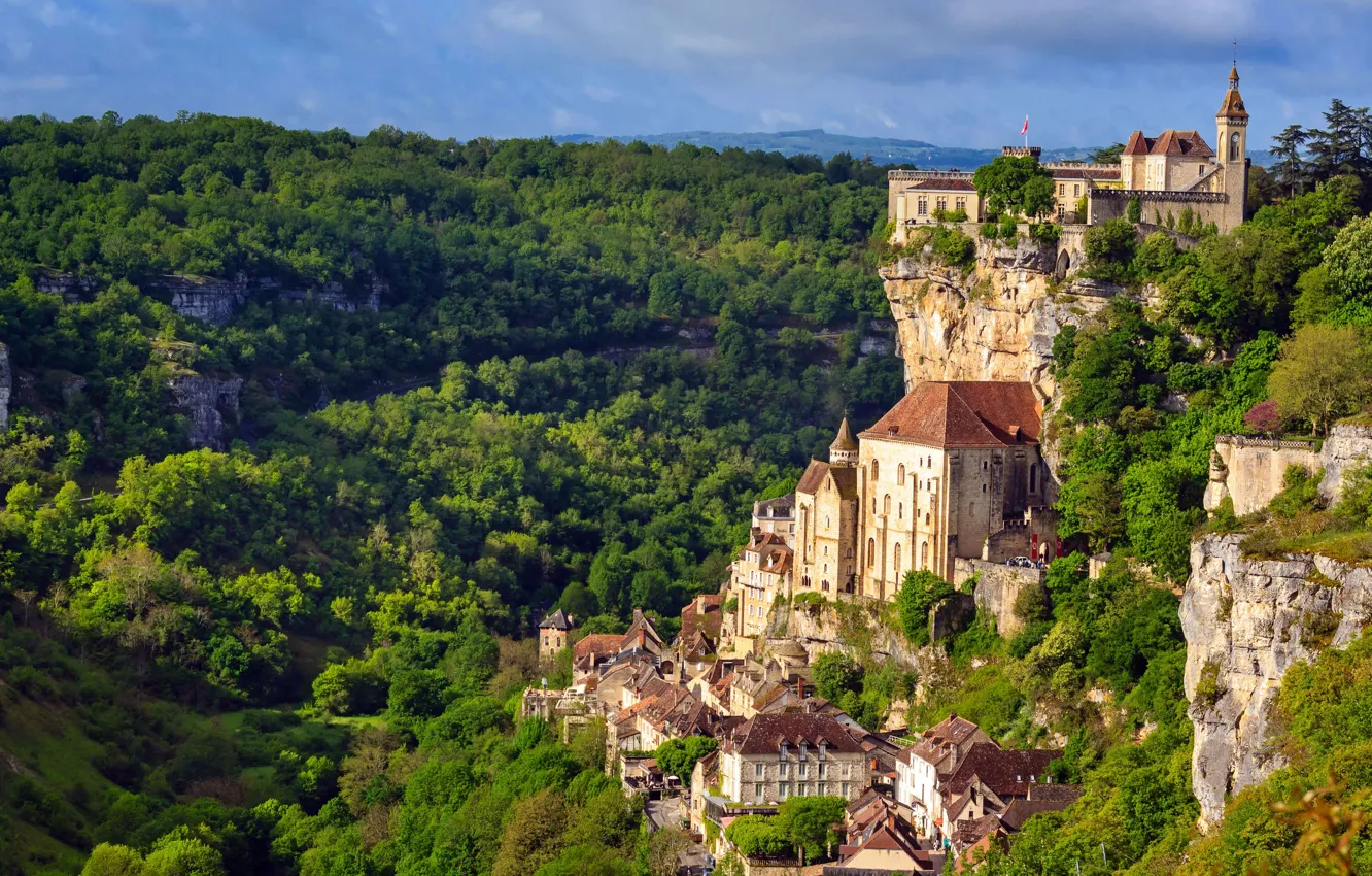 Фото обои скалы, Франция, Святилище, Нотр-Дам-де-Рокамадур