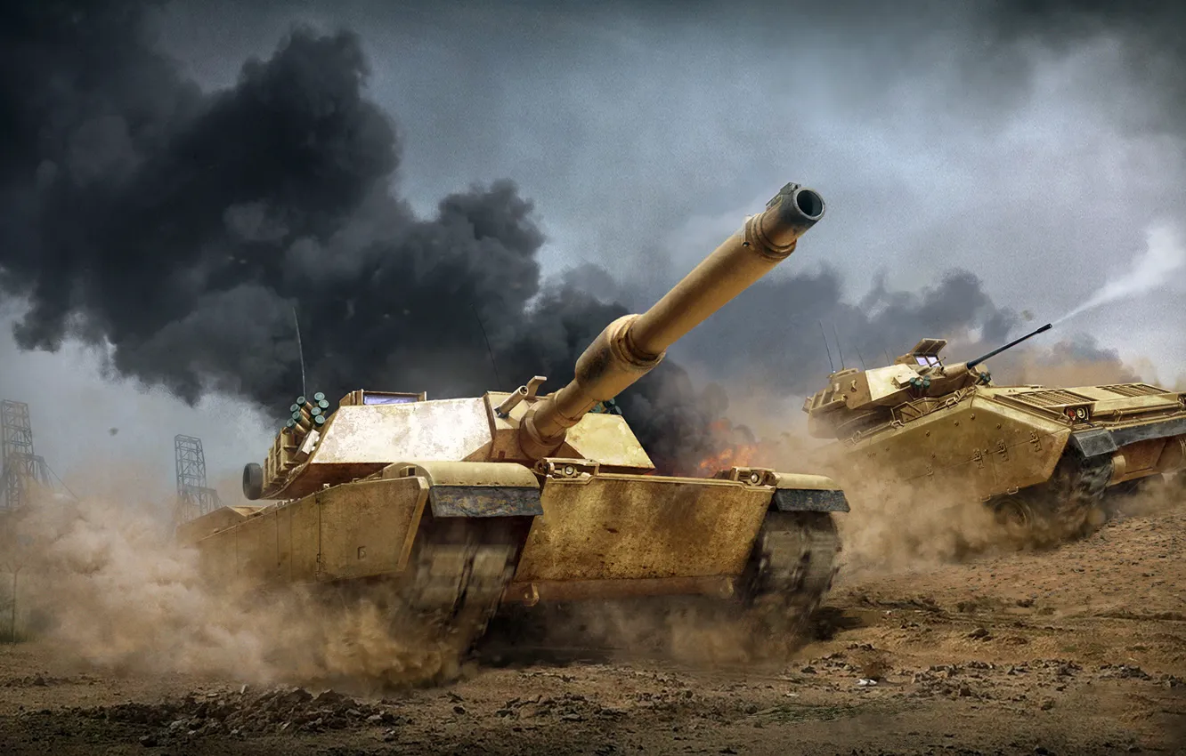 Фото обои игра, рисунок, арт, Abrams, Bradley, основной боевой танк США, Armored Warfare, боевая машина пехоты США