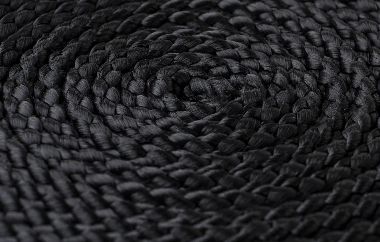 Фото обои круг, спираль, текстура, веревка, канат, черная, бечевка, свернутая