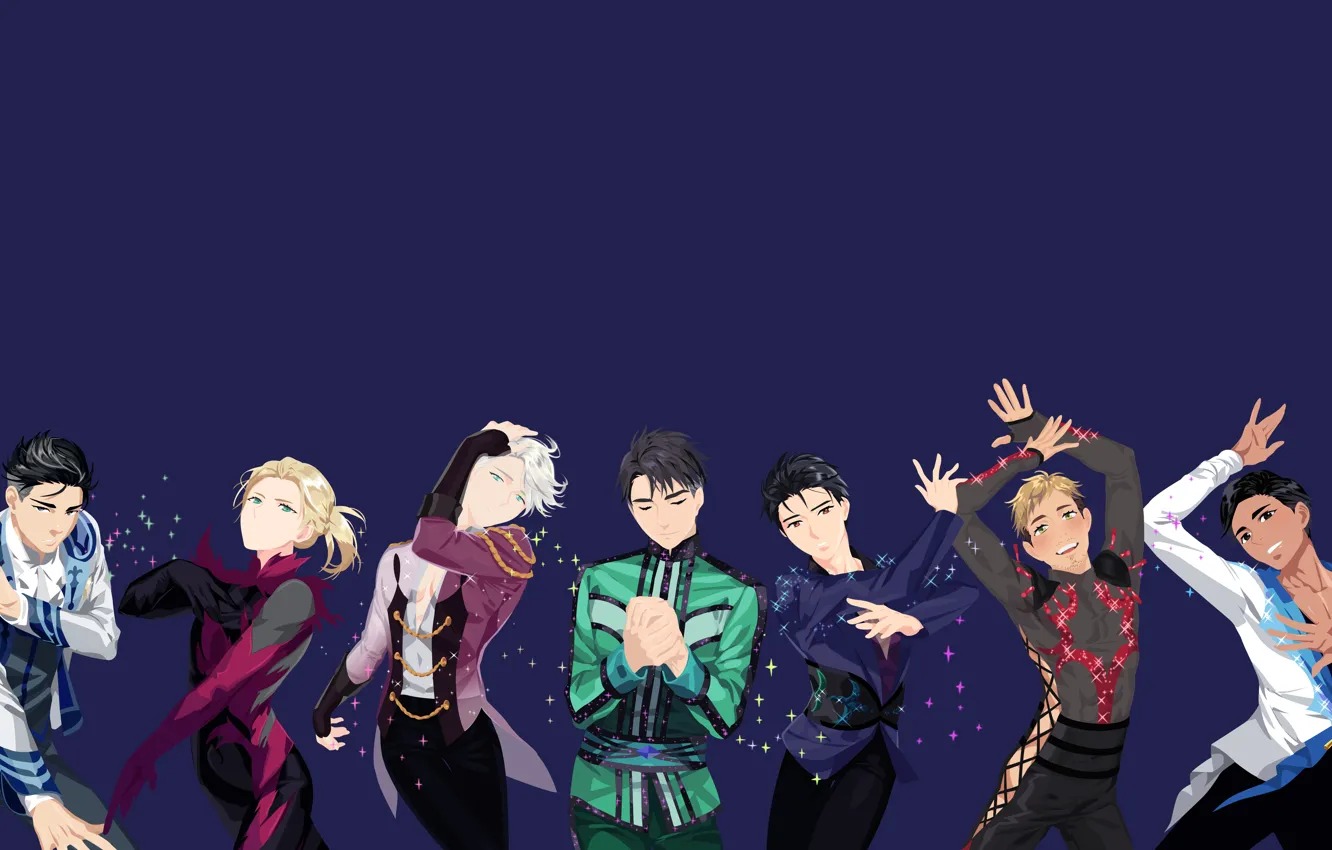 Фото обои фон, аниме, парни, Юрий на льду, Yuri On Ice