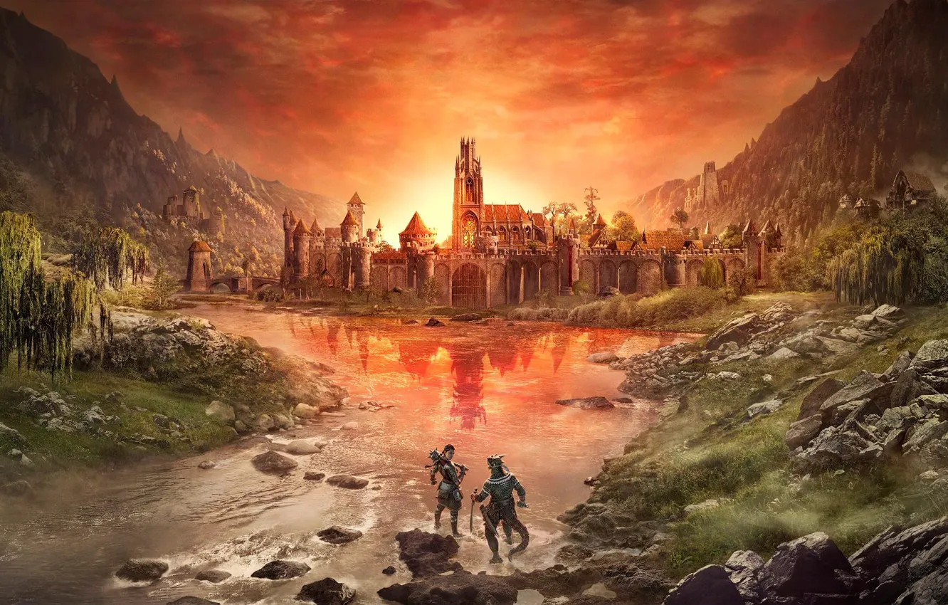 Фото обои Крепость, The Elder Scrolls Online, Аргонианин, tes online, THE ELDER SCROLLS ONLINE: BLACKWOOD