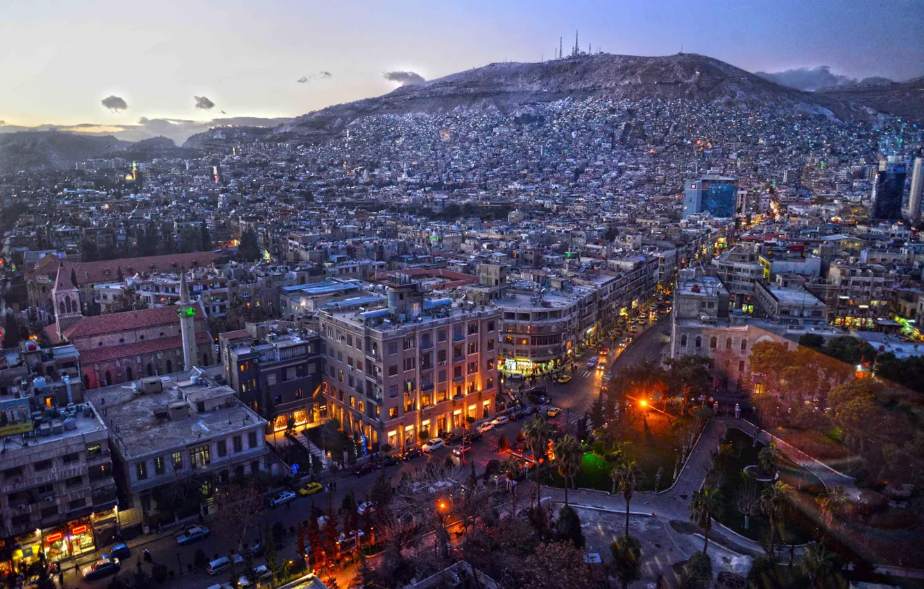 Фото обои свет, улица, фонари, архитектура, старый город, Сирия, Дамаск
