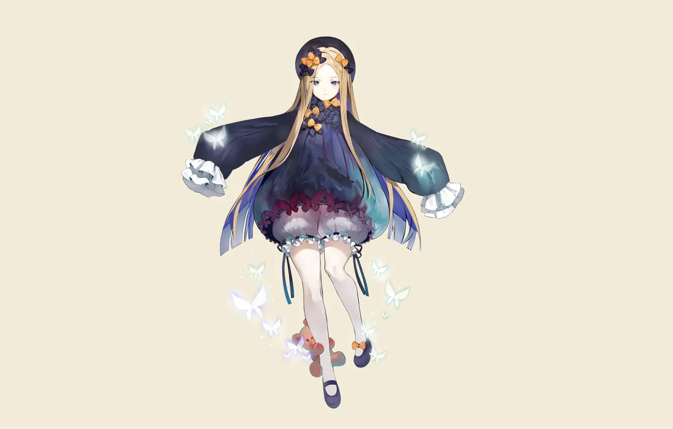 Фото обои фон, аниме, арт, девочка, бантики, Fate Grand Order, Судьба великая кампания, Abigail Williams