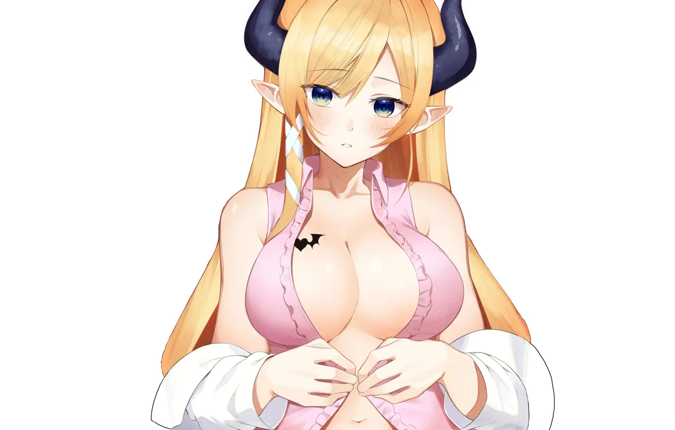 Фото обои kawaii, girl, cleavage, Anime, devil, boobs, pretty, blonde