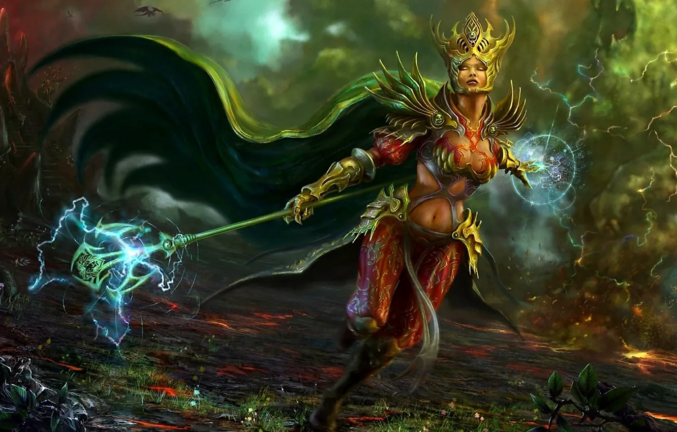 Фото обои Fantasy, magic, art, women, Witch