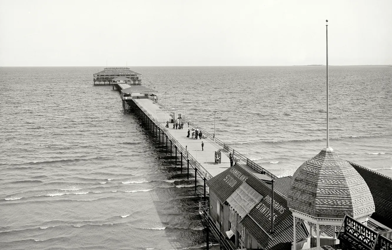 Фото обои море, ретро, Флорида, пирс, США, 1902-й год