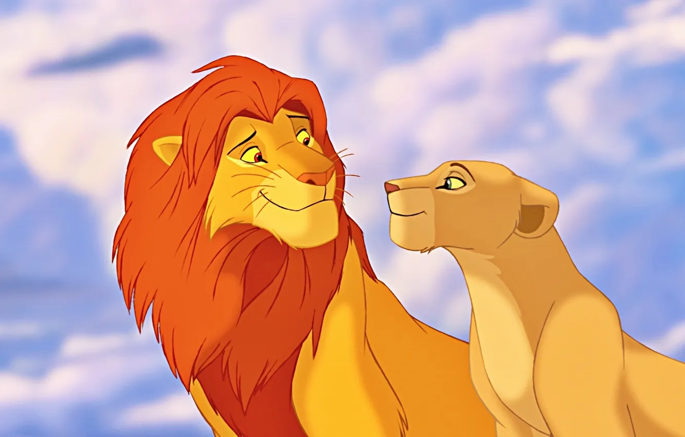 Фото обои Disney, львы, Король Лев, Симба, Дисней, The Lion King, мульфильм, Нала
