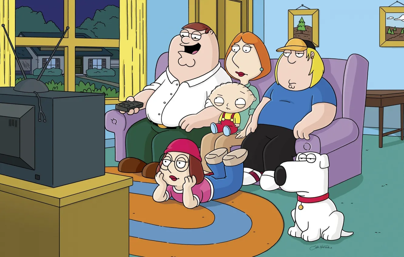 Фото обои мультфильм, телевизор, семья, гриффины, family guy