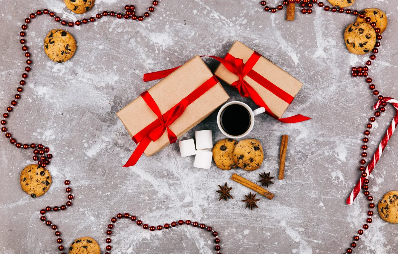 Фото обои украшения, Новый Год, печенье, Рождество, подарки, Christmas, wood, New Year