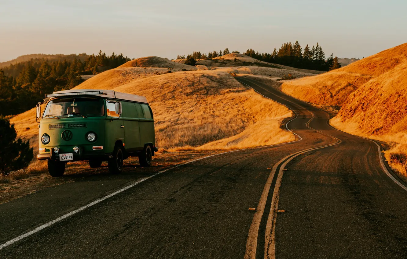 Фото обои Дорога, Volkswagen, Калифорния, Автомобиль, Сан - Франциско