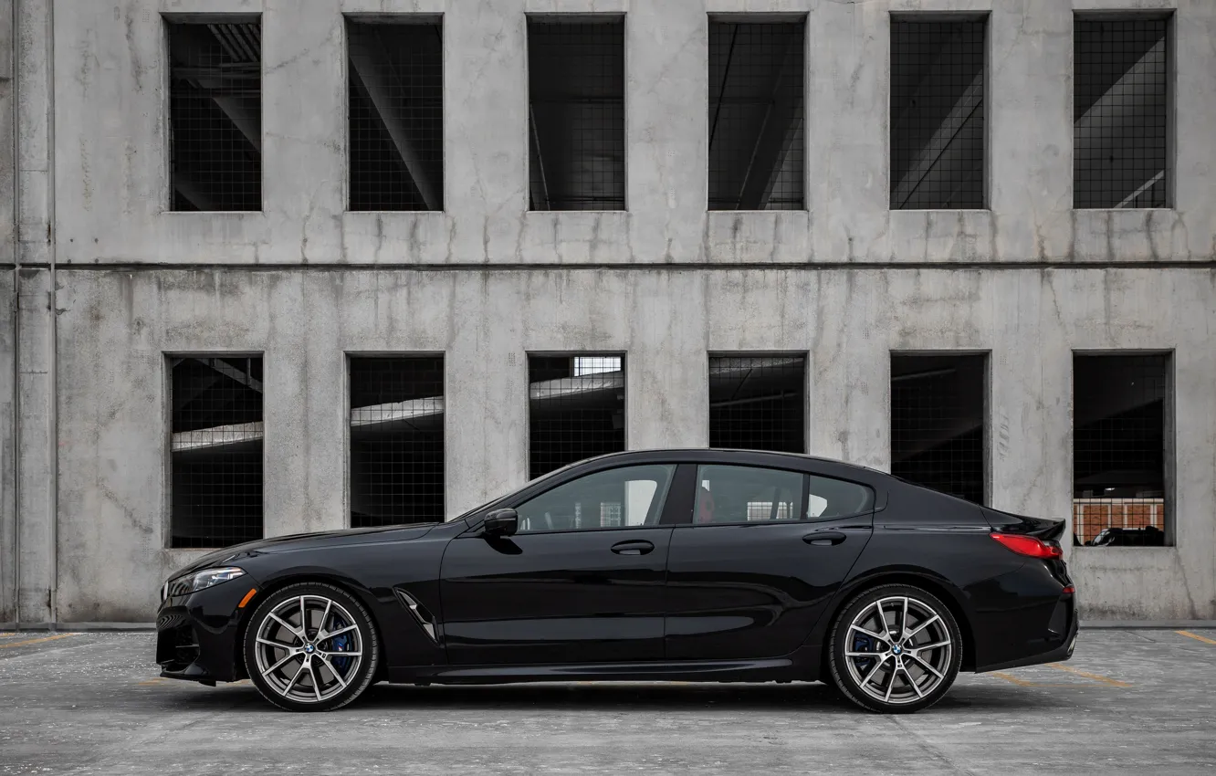 Фото обои чёрный, купе, BMW, вид сбоку, Gran Coupe, 2020, 8-Series, 2019