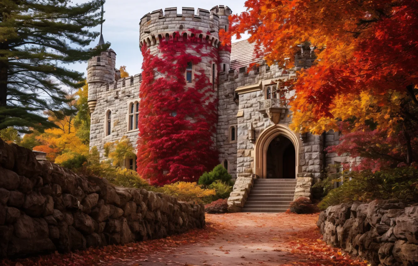 Фото обои осень, пейзаж, замок, landscape, beautiful, autumn, castle, ancient