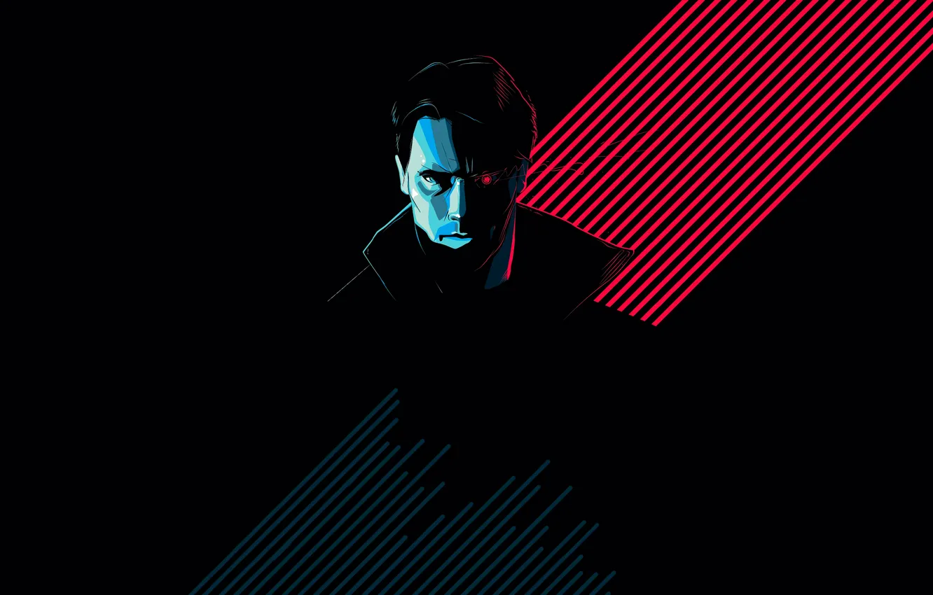 Фото обои кино, минимализм, неон, терминатор, cinema, арт, minimalism, Арнольд Шварценеггер