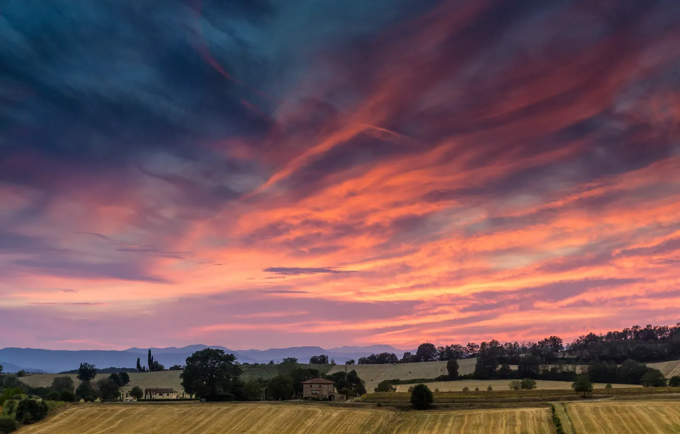 Фото обои поле, закат, Italy, Sunset, Tuscan