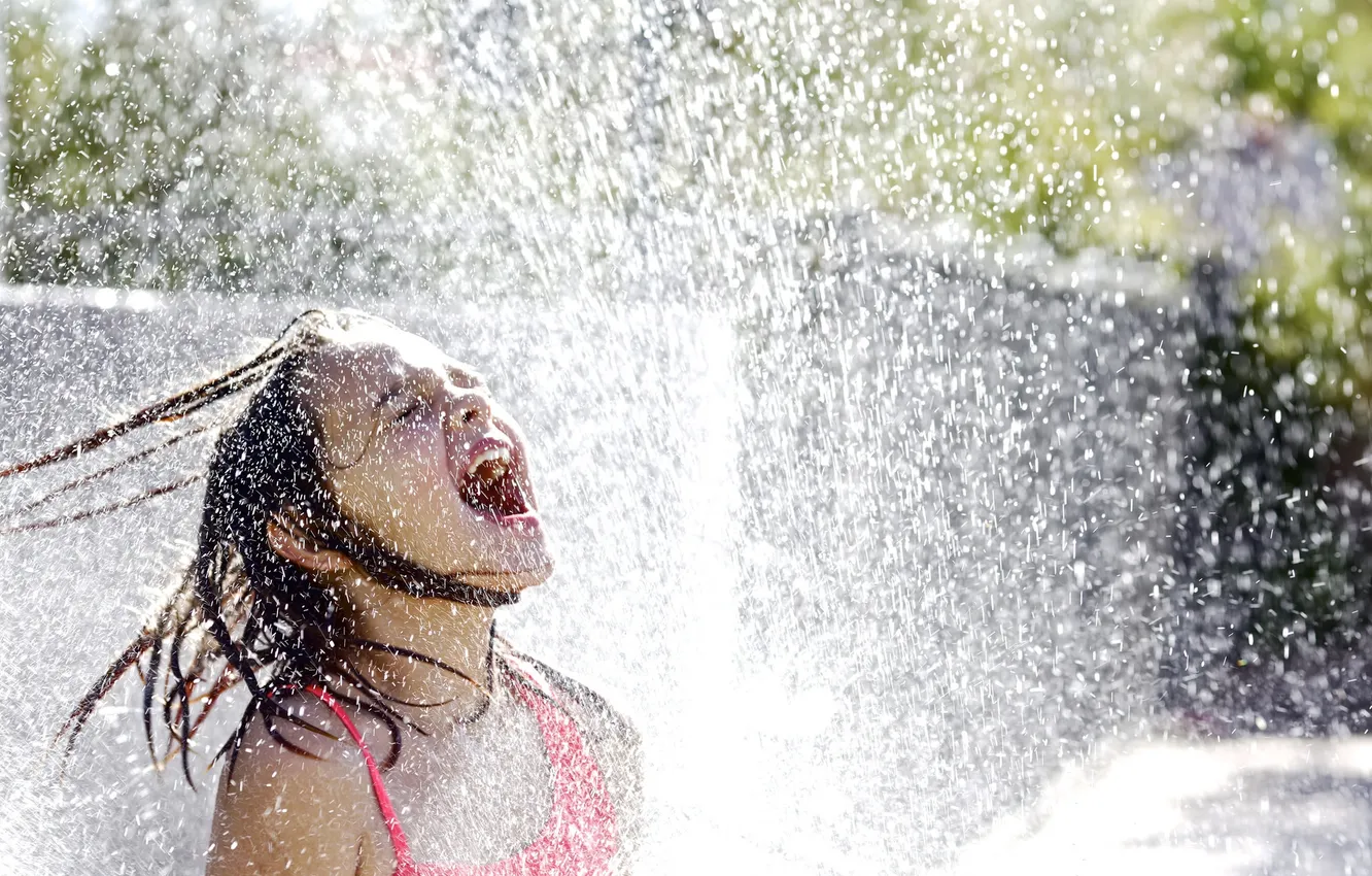 Фото обои лето, вода, настроение, девочка