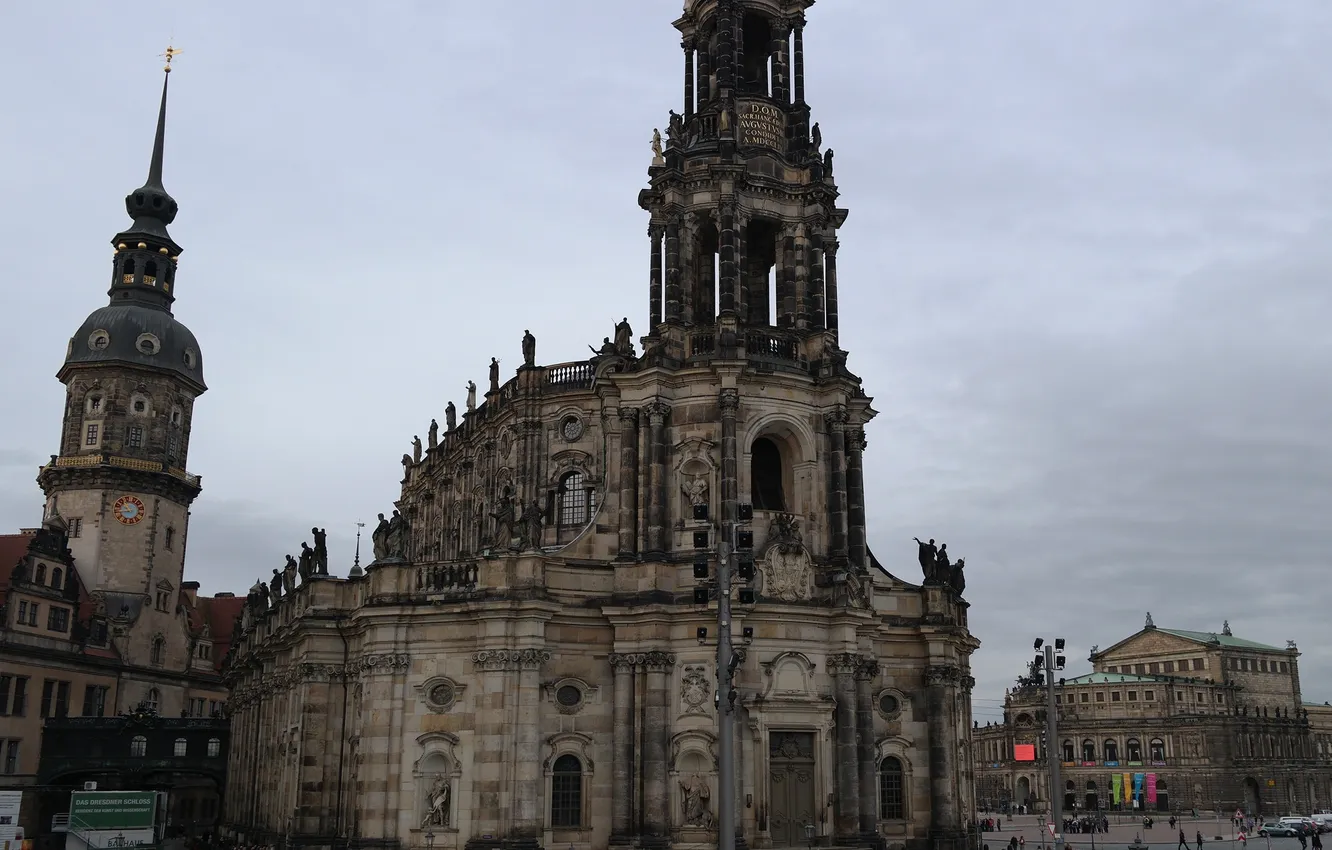 Фото обои Германия, Дрезден, Кафедральный собор, оперный театр, Хофкирхе, придворная церковь