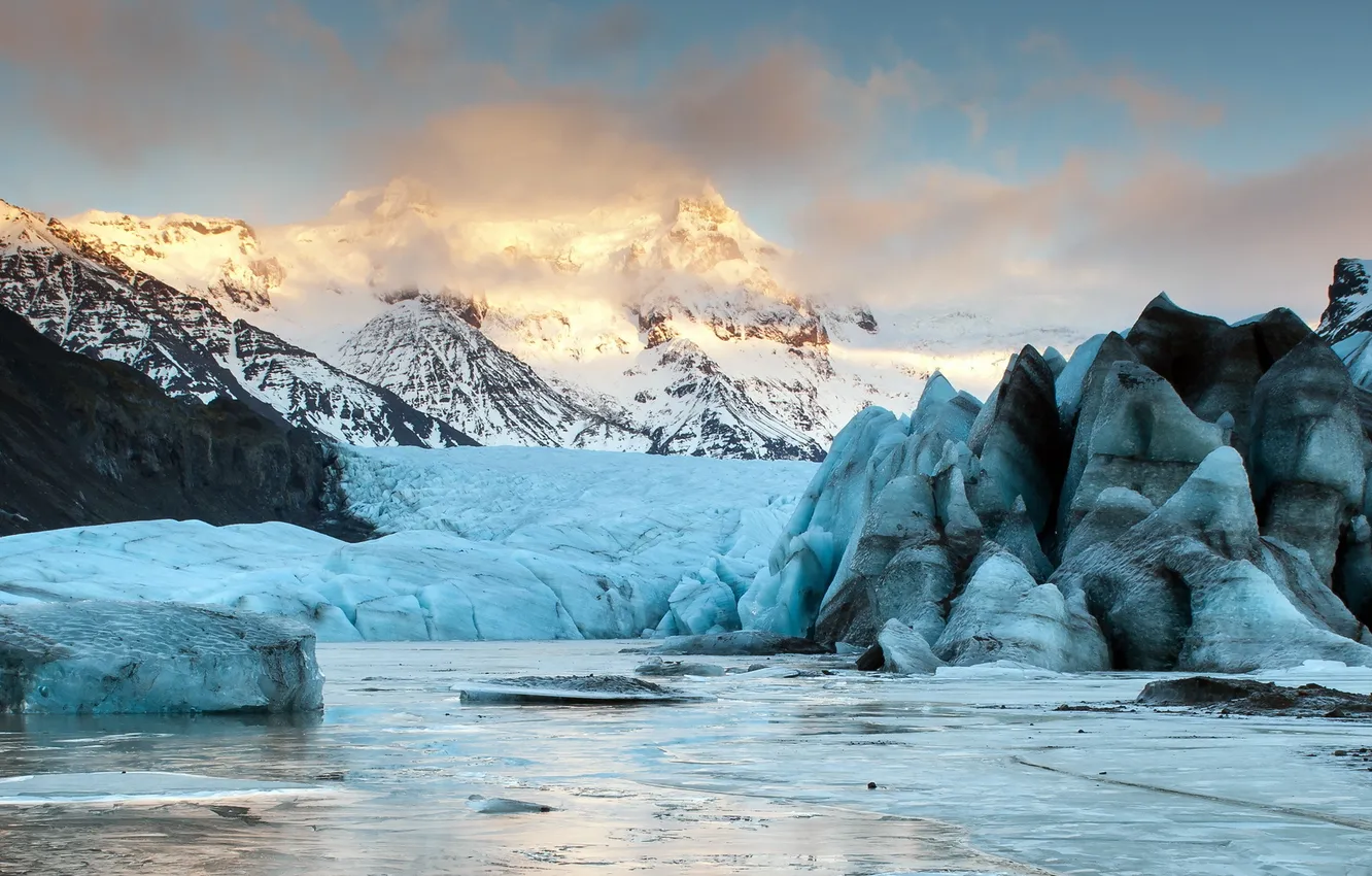 Фото обои пейзаж, горы, лёд