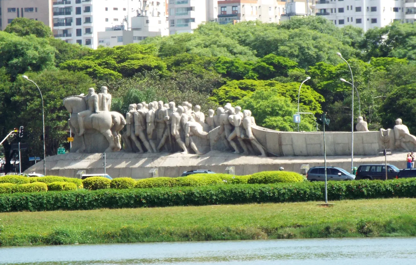 Фото обои Brazil, Sao Paulo, Ibirapuera Park, Bandeiras Monument