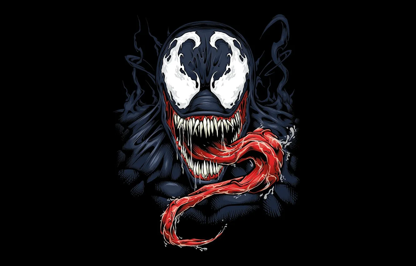 Фото обои фон, чёрный, venom, MARVEL, веном