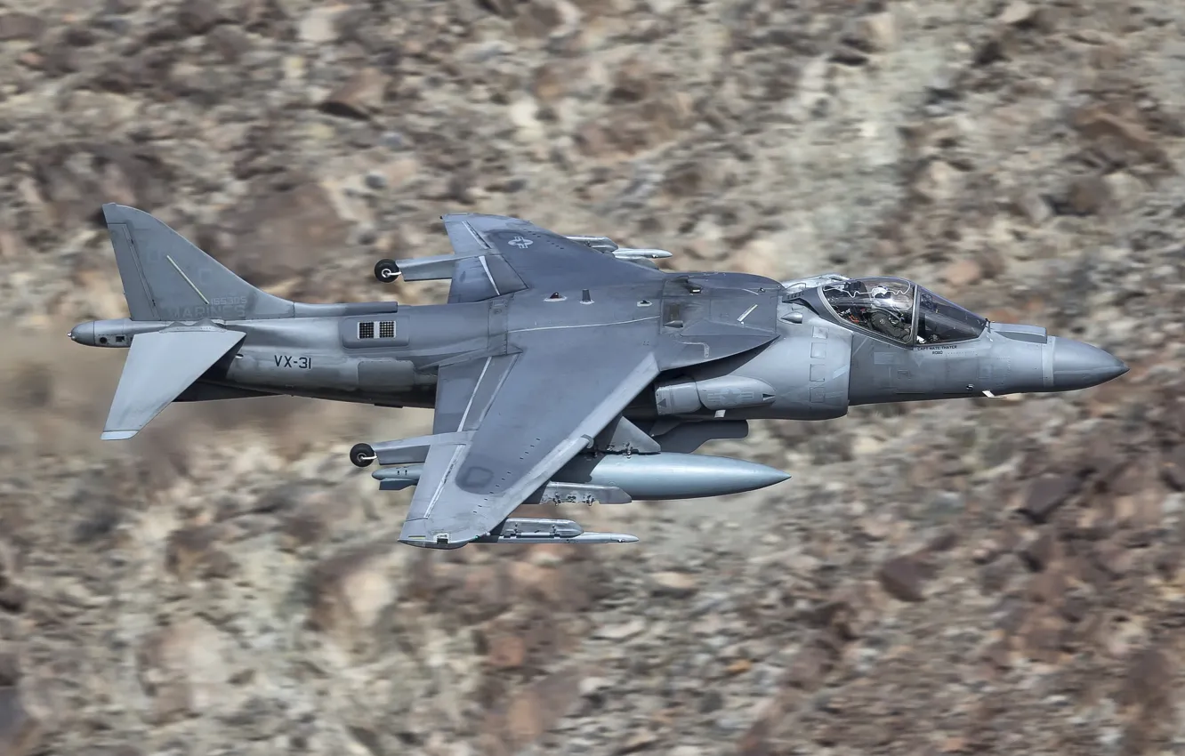 Фото обои пейзаж, полёт, самолёт, Harrier AV-8B