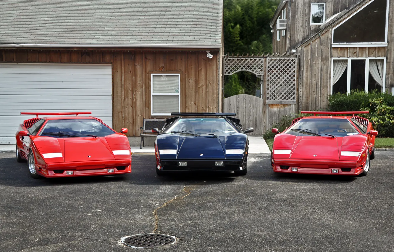 Фото обои красный, чёрный, Lamborghini, Trio