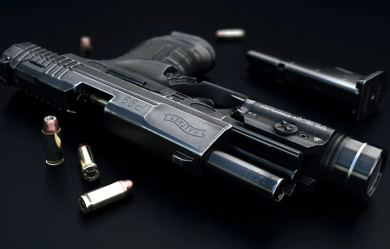 Фото обои оружие, арт, патроны, огнестрельное оружие, немецкий пистолет, самозарядный пистолет, Luis Nieves, 9 MM Walter P99 …
