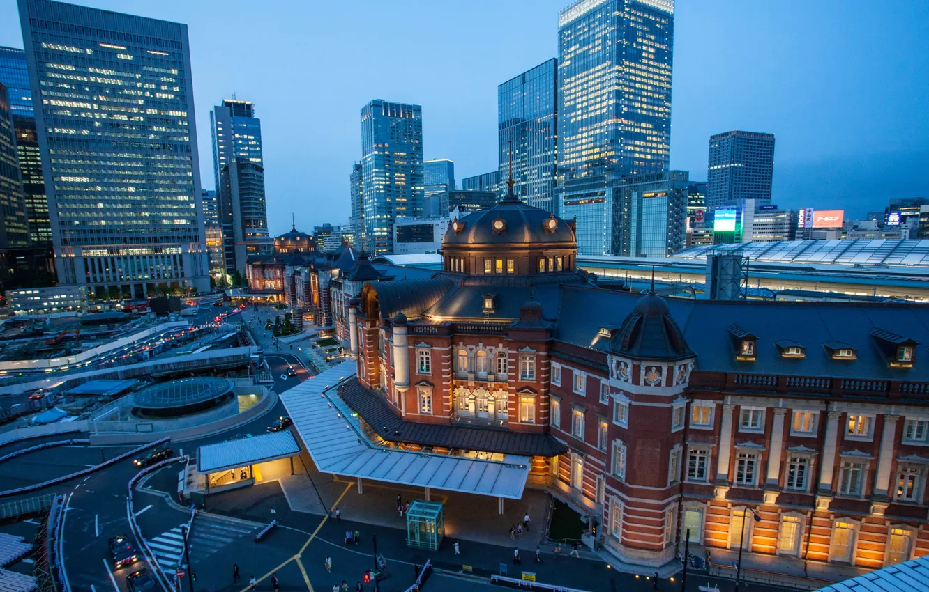 Фото обои улица, небоскребы, Япония, Токио, Tokyo, Japan, мегаполис