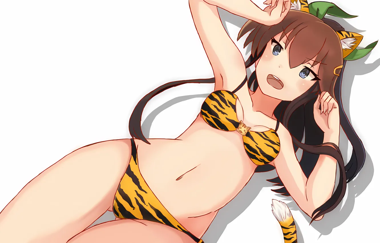 Фото обои girl, sexy, cleavage, long hair, boobs, animal ears, anime, beautiful