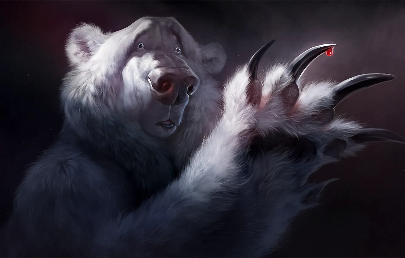 Фото обои кровь, удивление, медведь, арт, когти
