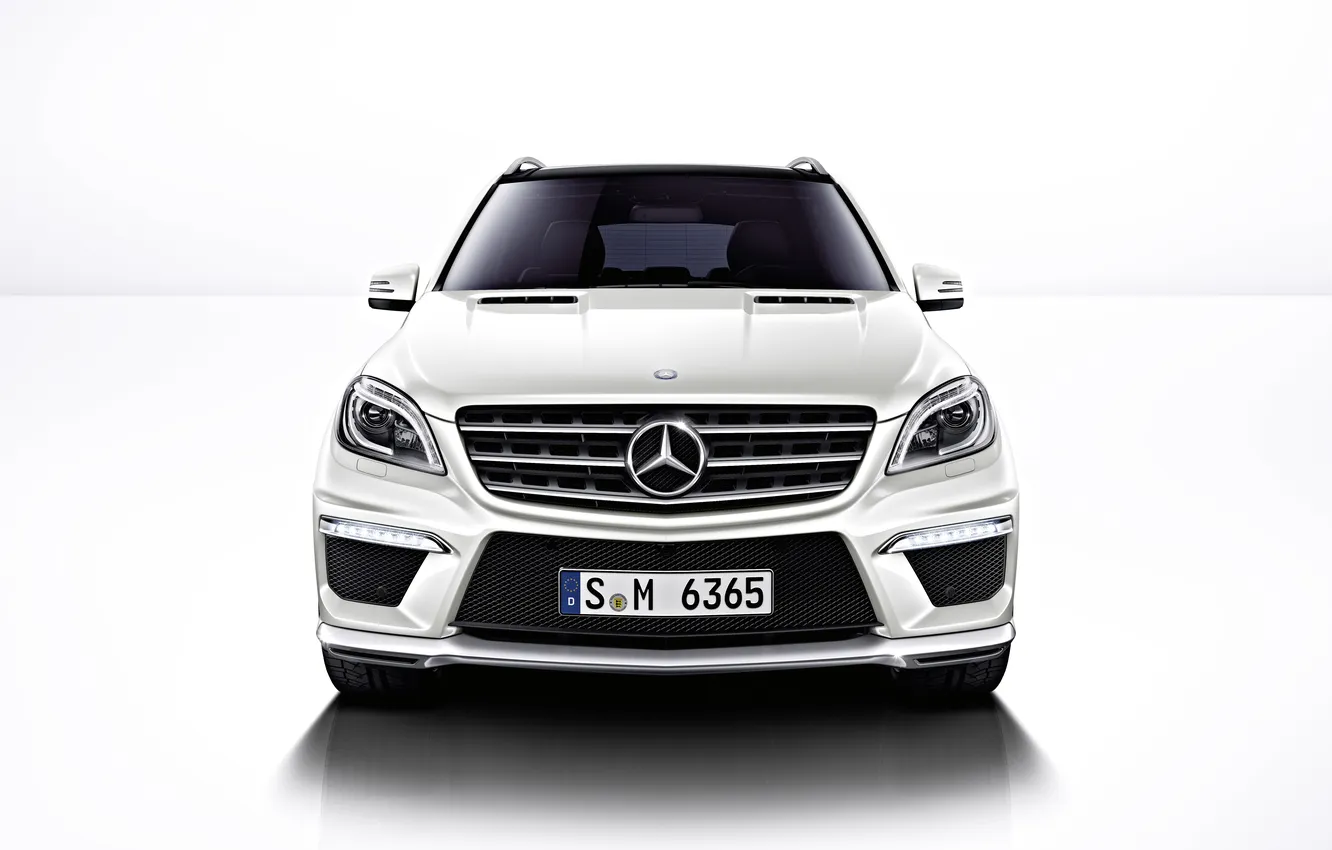 Фото обои белый, Мерседес, перед, Mercedes, AMG, ML 6.3 AMG