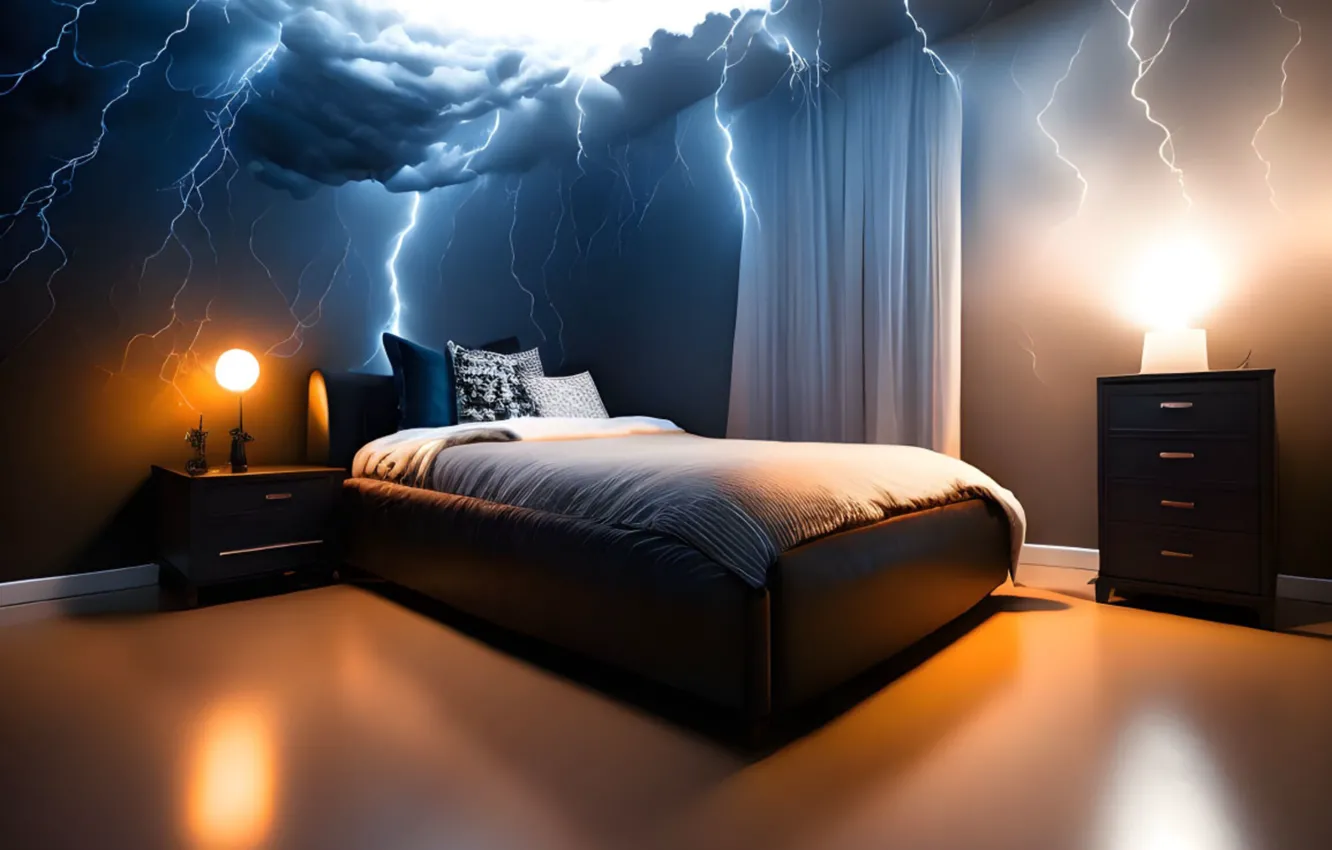 Фото обои interior, bed, bedroom, zipper