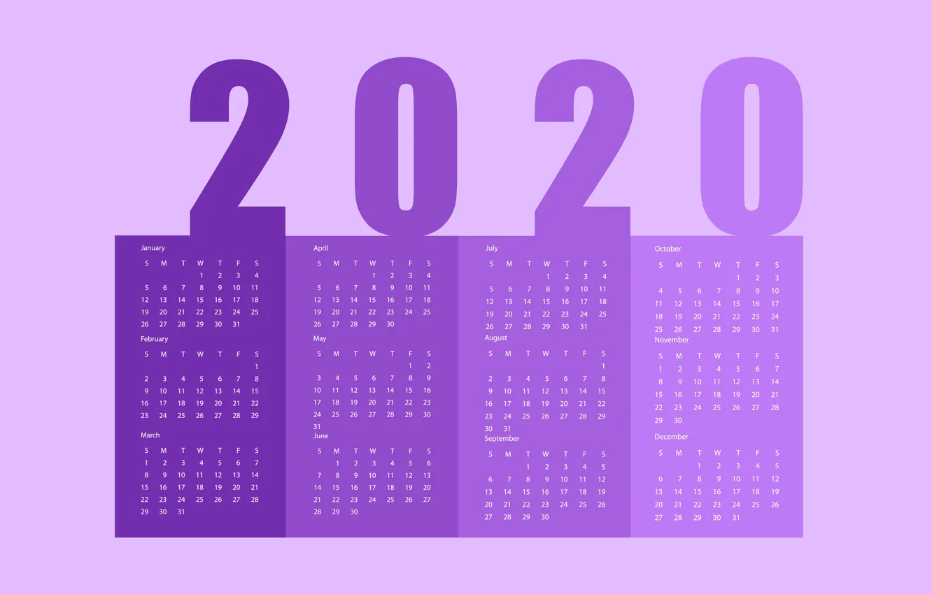 Фото обои Новый год, календарь, 2020