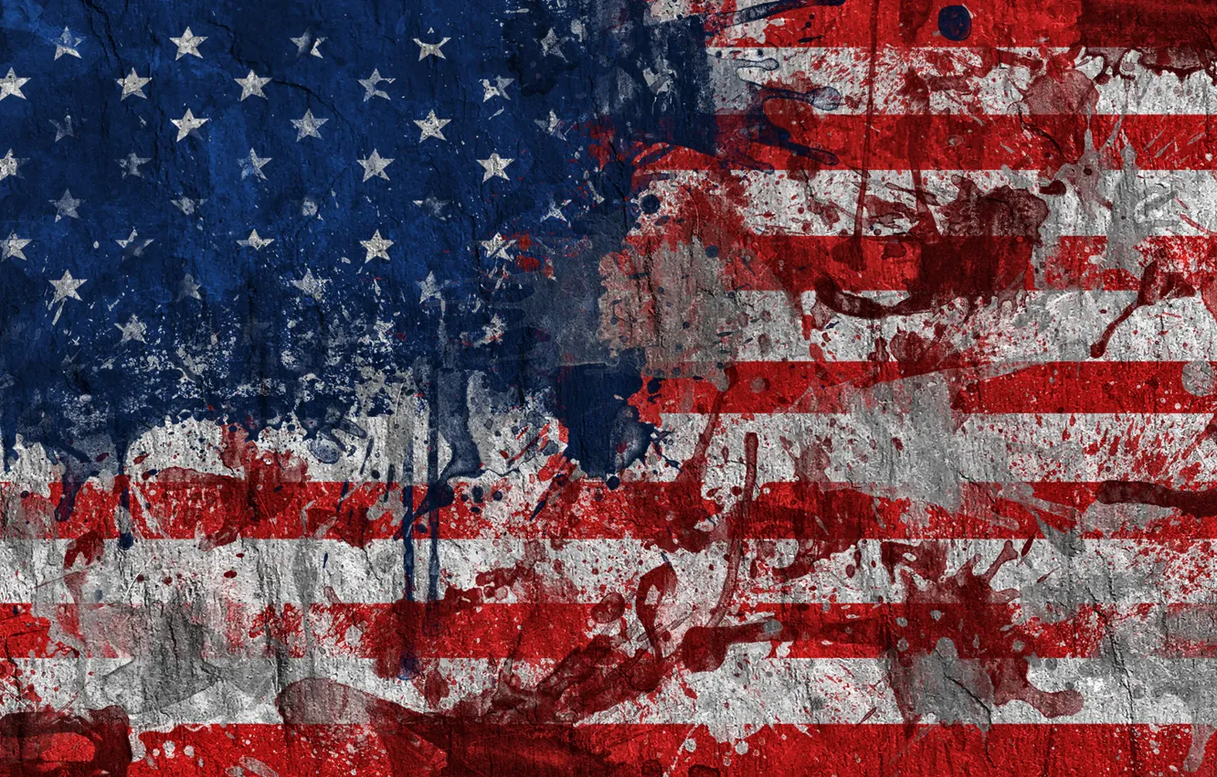 Фото обои краски, флаг, USA, США, flag, Соединённые Штаты Америки